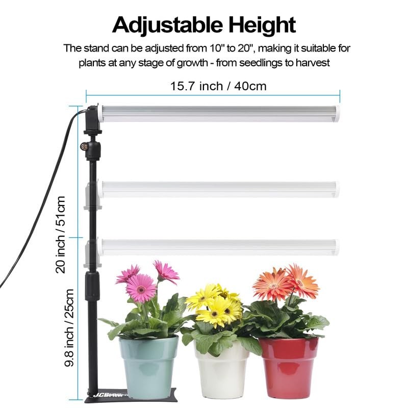 JCBritw Standing LED Grow Light，Adjustable T12 Bar Plant Light, White