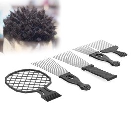 Afro Twist Comb Set, 5 Pieces Stainless Steel Afro Pick Hair Pimples Detangle Wig Braid Hair Styling Comb Pimples, Afro Pick Combs for African American Hair Styling