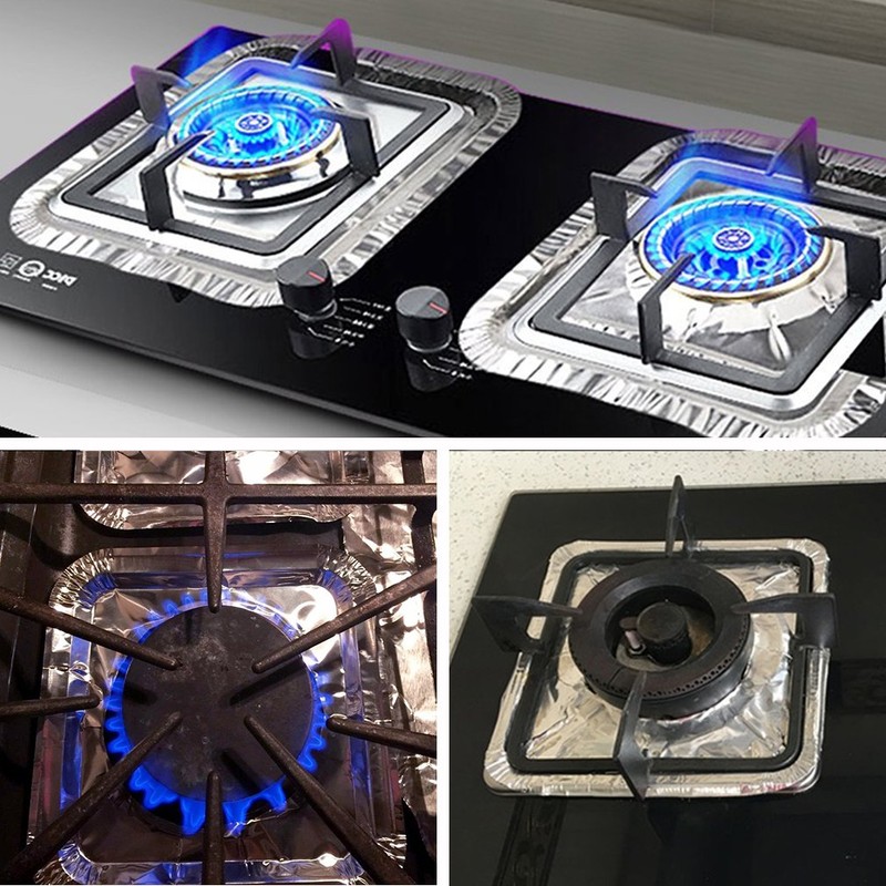 COCIDE 50 Pack Gas Burner Liners Aluminum Foil Square Stove
