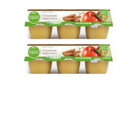 Simple Truth Organic Cinnamon Applesauce Unsweetened 4 Ounce Cups Ideal for Snacks, Lunch & Games 6 Cups Per Package 2 Pack