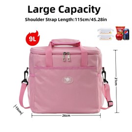 Insulated Lunch Bag for Work,School,Picnic & Outdoor - Leak-Proof Waterproof Thermal Cooler Lunch Box for Women Men Kids,Lightweight Tote with Handles & Adjustable Shoulder Strap (12-Can Size)