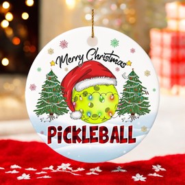 Decorlion 2024 Christmas Ornament - Pickleball Merry Christmas Ceramic Ornament, Christmas Tree Decoration, Hanging Ornament, Pickleball Ornament, for Family, Friends, Pickleball Lovers