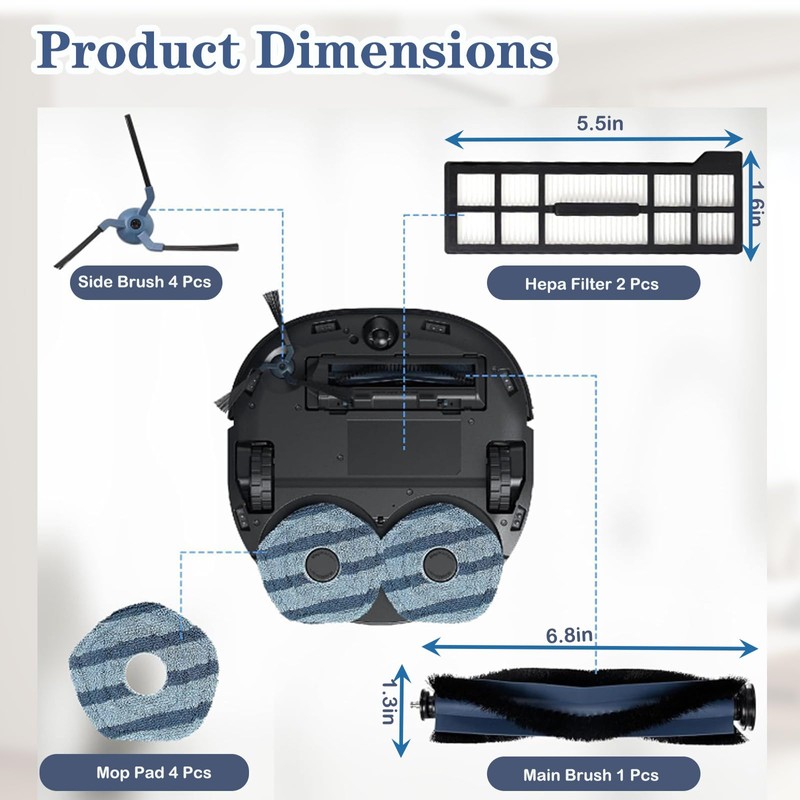 9 Pcs Replacement Parts kit Compatible with eufy X10 Pro