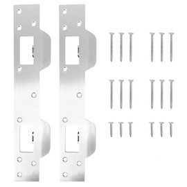 Primst 2 Pack Door Latch Plate, Door Strike Plate Reinforcement Plate, Door Reinforcement Lock for Exterior Interior Door Deadbolt Fix Door Frame Door Jamb (Sliver)