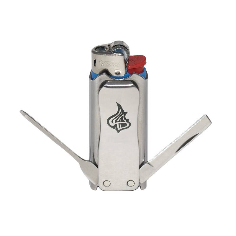 LighterBro Micro Compact Stainless Steel Lighter Sleeve - Multi-Tool Lighter