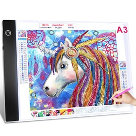 Guiseapue A3 LED Light Pad for Diamond Art, Light Table Trace Light Board for Painting Tattoo Drawing, Streaming, Sketching, Animation, Stenciling, Painting Accessories Gifts for Her, Kids, Him