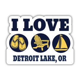 I Love Detroit Lake Oregon Souvenir 4 Inch Vinyl Decal Sticker