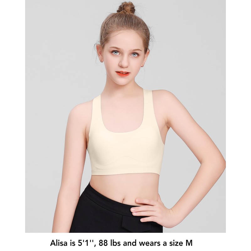SALIA GIRL Training Girls Bras for Teens 10-16 Racerback Seamless