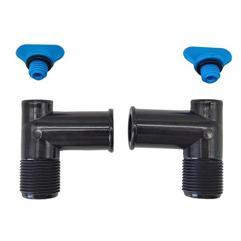 Pair Exhaust Manifold 90 Degree Fitting Drain Plug Elbow Replace