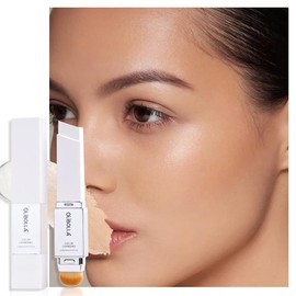 FeiCuiYun 2in1 Color-Changing Foundation Stick, Cream Lumine Skin Stick, Weightless, Skin fit, Satin Glow Finish, Coverage Finish Base Makeup - Dual-Ended with Brush (04#Ivory Buff)