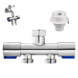 TVETE Faucet, Bifurcation Plug, Bifurcation Faucet Connector, Water Supply, Standard G1/2, Washing Machine Water Division Valve, Connection Hose Accessory, Stainless Steel Bifurcation Tap, Corrosion