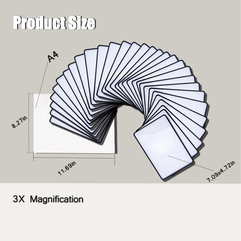 3X Fresnel Lens Page Magnifying Sheet Bulk Set 30Pcs