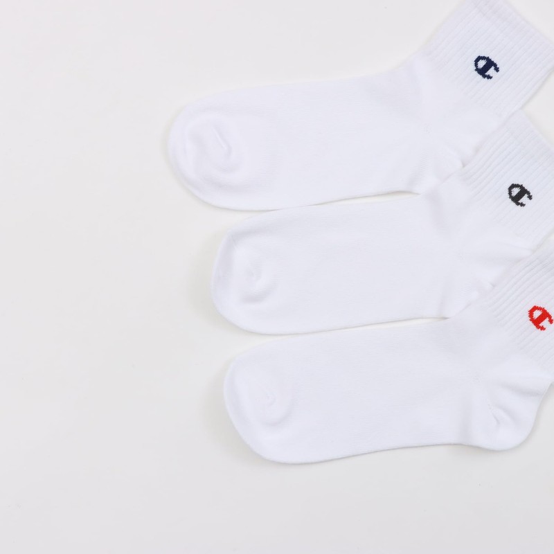 Champion CWSCB201 Women's Socks, 3-Pair Set, One Point Logo Embroidery,