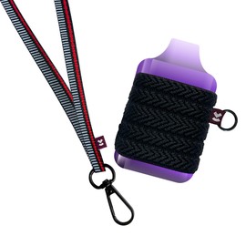 VCase Device Holder with Lanyard, Comfortable Design for vap eDevice, 3 Case Sizes for Perfect Fit, Strong Device Lanyard, High-Strength Elastic Holder (With Lanyard, Black Checkered Pattern, Large)