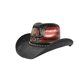 THE CELL Straw Cowboy Hat (Winged Skull_Black)