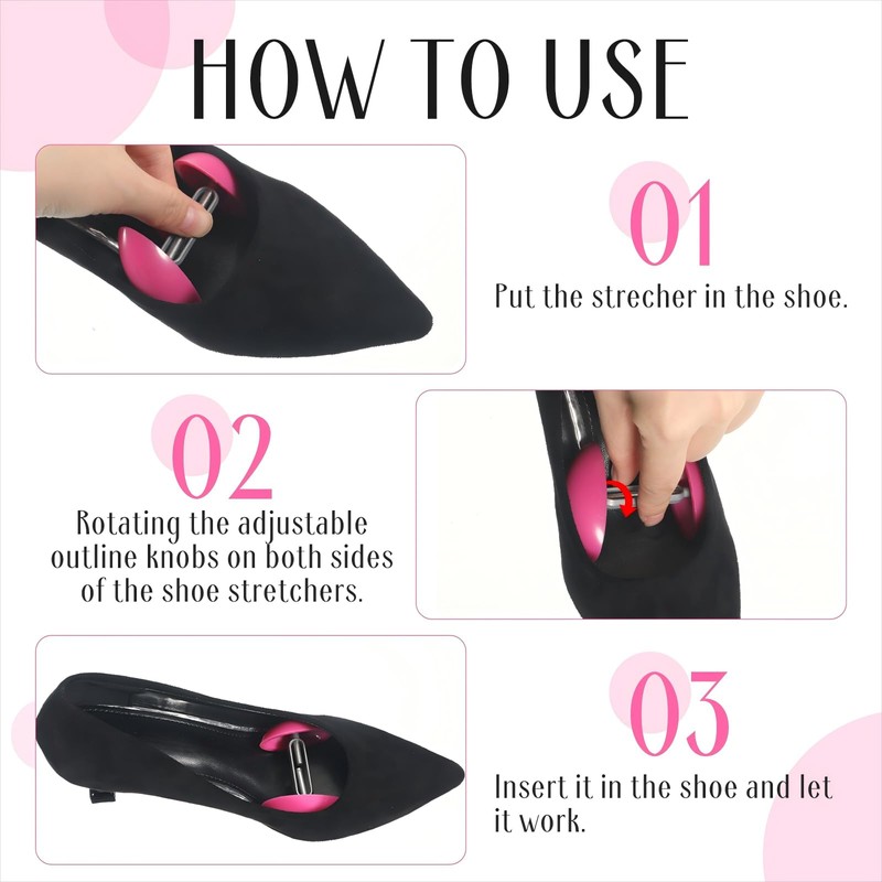 2 Pairs Mini Shoe Stretchers Women Wide Feet Expander Widener