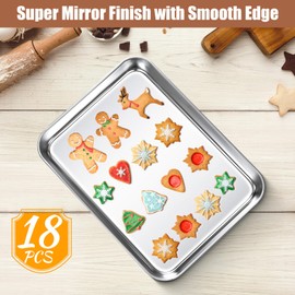 Potchen Baking Sheet Pan Set Cookie Sheet Small Toaster Oven Pans Stainless Steel Tray Barbecue Grill Pan Rectangle Trays Oven, Non-stick, Easy Clean(18 Pcs)