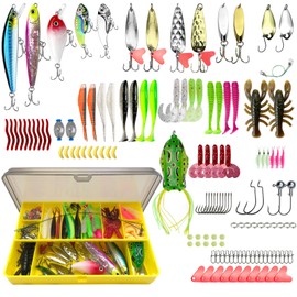 HINUUKGG Fishing Lures Kit, Spoons, Hard Baits, Fishing Accessories, Fishing Gear Kit for Bass Trout Salmon，Fishing Lures for Saltwater and Freshwater