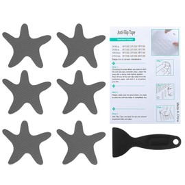 PATIKIL Bathtub Non Slip Stickers 3.86x3.86 Inch, 6 Pack Starfish Safety Shower Floor Anti Slip Stickers with Adhesive Decals Scraper for Bath Tub Shower Floor Stair, Gray