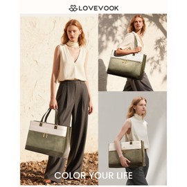 LOVEVOOK Laptop Bag for Women,15.6 Inch Vintage Work Tote Bags for Women,Leather Teacher Bag,Large Computer Bag,Waterproof Handbags Womens Briefcase Office Messenger