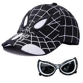 Children's Baseball Cap and Sunglasses, Sun Hat with Adjustable Snapback Closure, Children's Cap Sun Protection, Cartoon Children's Caps Boys, Boys Hat Summer Accessories, Black