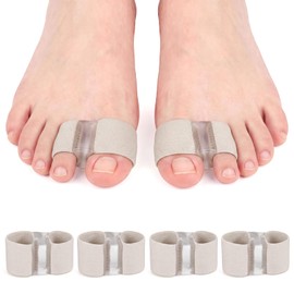 Zehenspreizer Hallux Valgus Korrektur 4 Stück, Zehentrenner aus Silikon & Stoff, Weiche Zehenschutztrenner für Hammerzehen & Ballenzehen, Damen & Herren Einheitsgröße Hautfarben