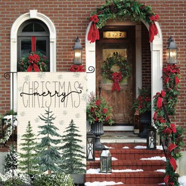 AVOIN colorlife Merry Christmas Garden Flag 12x18 Inch Christmas Tree Double Sided Outside, Winter Festive Holiday Yard Outdoor Decorative Flag