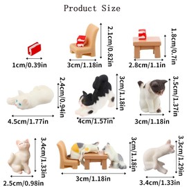 Animal Figures Set Cat 15 Pieces Cute Cat Figures Dollhouse Mini Cat Figures for Children Cat Lovers Home Car Decor Home Landscape Decorations Party Gifts