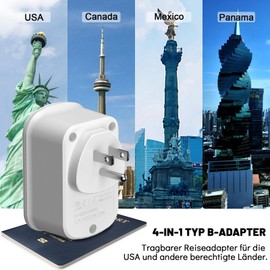RealMade Travel Adapter USA Adapter, America Germany Plug with 2USB 1USB C, Travel Adapter Thailand, International Adapter for Canada, Dominican Republic, Mexico, Australia