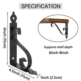 Ouvin Decorative Wall Shelf Brackets 4 Pack 6inch Heavy Duty L Corner Brace Shelf Support Floating Metal Brackets with Screws (150 mm/6 inch) Black