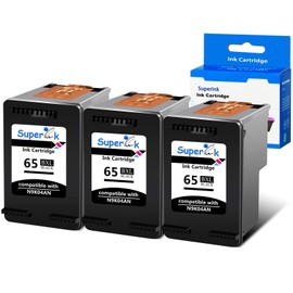 USUPERINK Remanufactured 65XL High Yield Ink Cartridge Replacement for HP 65 65XL N9K04AN Compatible with AMP 120 125 DeskJet 2620 3700 3720 Envy 5000 5032 Printer (Black, 3 Pack)