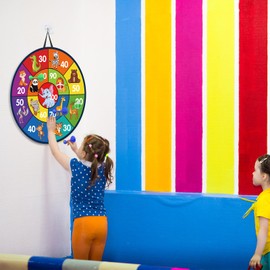 SUNYOK Velcro Dartboard Children's Double-Sided Dart Game Animal Velcro Ball Game with 6 Sticky Balls 6 Arrows and 2 Hooks Throwing Game for Boys Girls Christmas Indoor Outdoor Play