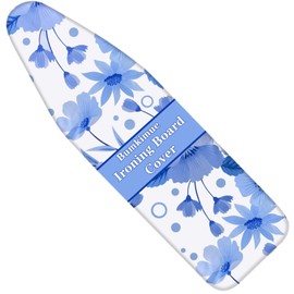 Bumkimue Ironing Board Cover and Pad, Standard Size 15x54, Thickening Padding, Elastic Edge, Resist Scorching and Staining, Adjustable Fastener, Heavy Duty Padded Iron Board Cover (Blue White)