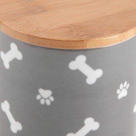 Bone Dry Gray Paw Print Treat Jar 4X6.5 Food Storage Container For Pets And Home