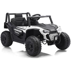 12V Kids Electric Cars, Ride on Car, Electric UTV, Ride on Toys for Toddlers with Adjustable Speeds, Double Open Doors, Horn, Music, Bluetooth and Lights for 3-5 Years-White