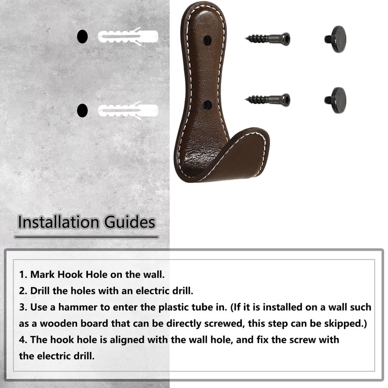 XSGTZMJ 4PCS Coat Hooks Wall, Leather Coat Hook Zinc Alloy