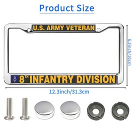 US Army Vet License Plate Frame for Mother’s Day 8th Infantry Division Vet Scratch-Resistant US Army Veteran License Plate Frame Spiritual Gift for Veteran