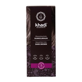 khadi Plant-Based Hair Colour, Deep and Shiny Dark Brown to Powerful Black-Brown, Natural Hair Colour, 100% Vegetable, Natural and Vegan, Natural Cosmetics, 100 g