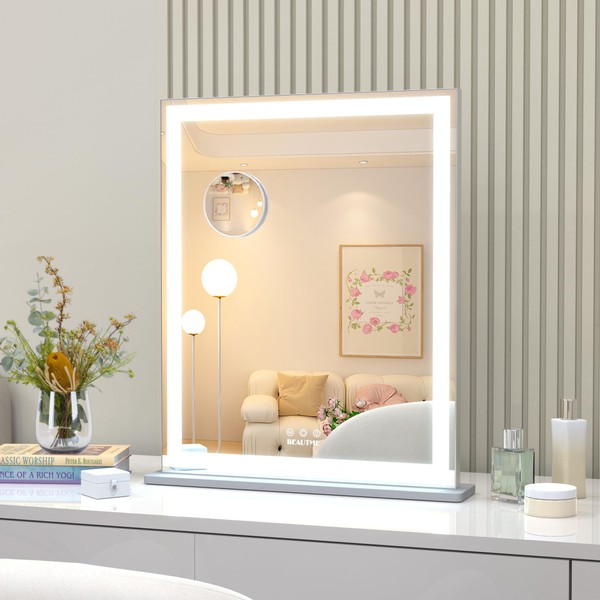 ANYHI Vanity Mirror with LED Light, 24"x20.5" Lighted Vanity Mirror
