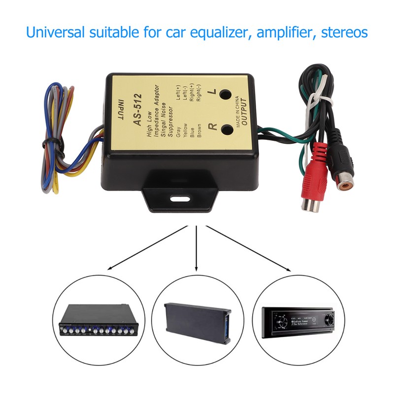 2 Channel Line High Low Impedance Adapter Audio Speaker Level