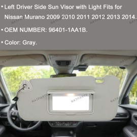 Unbranded Left Driver Side Sun Visor W/ Light Fits for  Nissan Murano2009-201