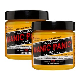 MANIC PANIC Classic Sunshine Semi Permanent Hair Color - Warm Sunflower Yellow Hair Dye for Women & Men That Lasts 4-6 Weeks - Vegan, Ammonia & Cruelty-Free - Create & Mix Custom Shades (4oz / 2pk)