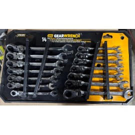 Gearwrench 14pc Flex Head Ratcheting Wrench Set Metric & SAE 72 Tooth 85141 NEW