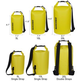 MARCHWAY Floating Waterproof Dry Bag Backpack 5L/10L/20L/30L/40L, Roll Top Sack Keeps Gear Dry for Kayaking, Rafting, Boating, Swimming, Camping, Hiking, Beach, Fishing (Lemon Yellow, 20L)