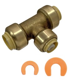 XFITTING Push Fit 1/2 Inch x 1/2 Inch x 3/8 Inch Push Fit Reducing Tee with 2 Disconnecting Clips, 27-6-2=2W.2C, 2 Pieces