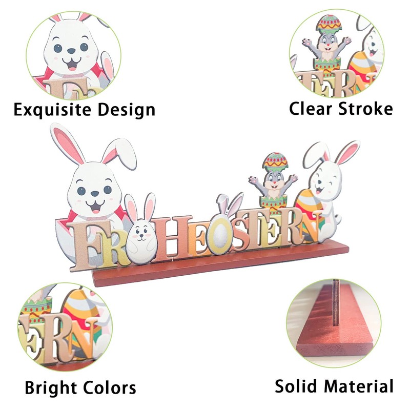 KEELYY Easter Lettering Stand, Easter Decoration Wood, Merry Easter Lettering,