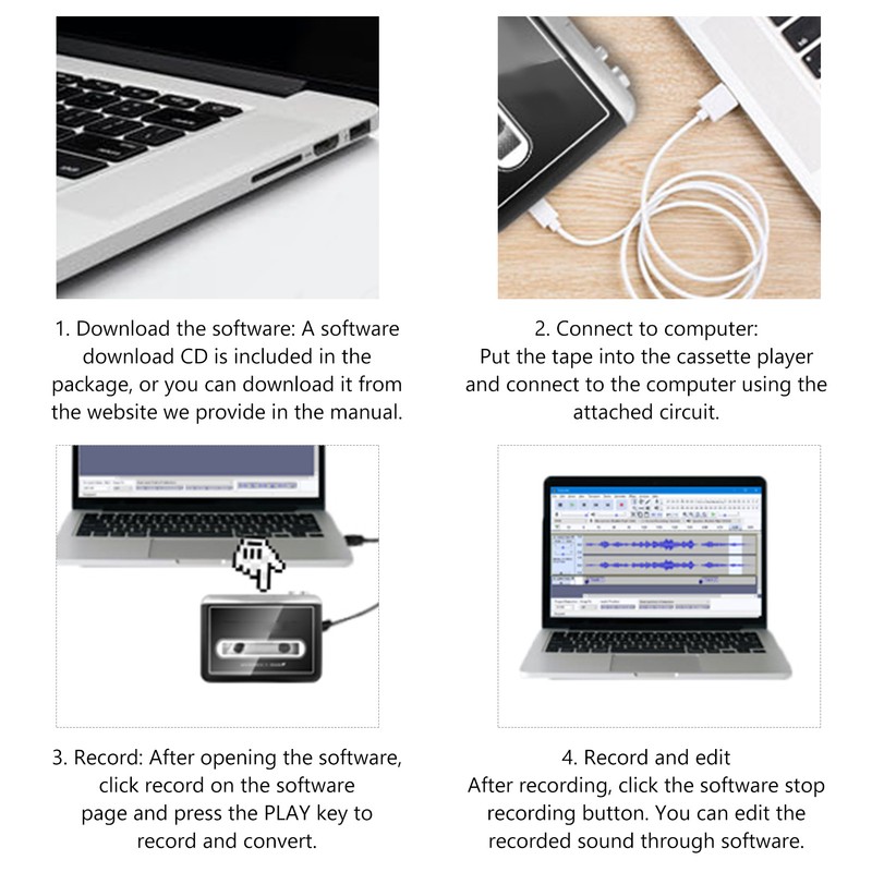 Cassette Players Upgrade Portable USB Tape to MP3 Converter with