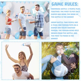 Hushee 12 Sets Funny Bottle Chug Baby Shower Games Items Diapers Changing Race Baby Shower Gender Reveal Games Gifts Decoration for Adults Boys Girls (Blue)