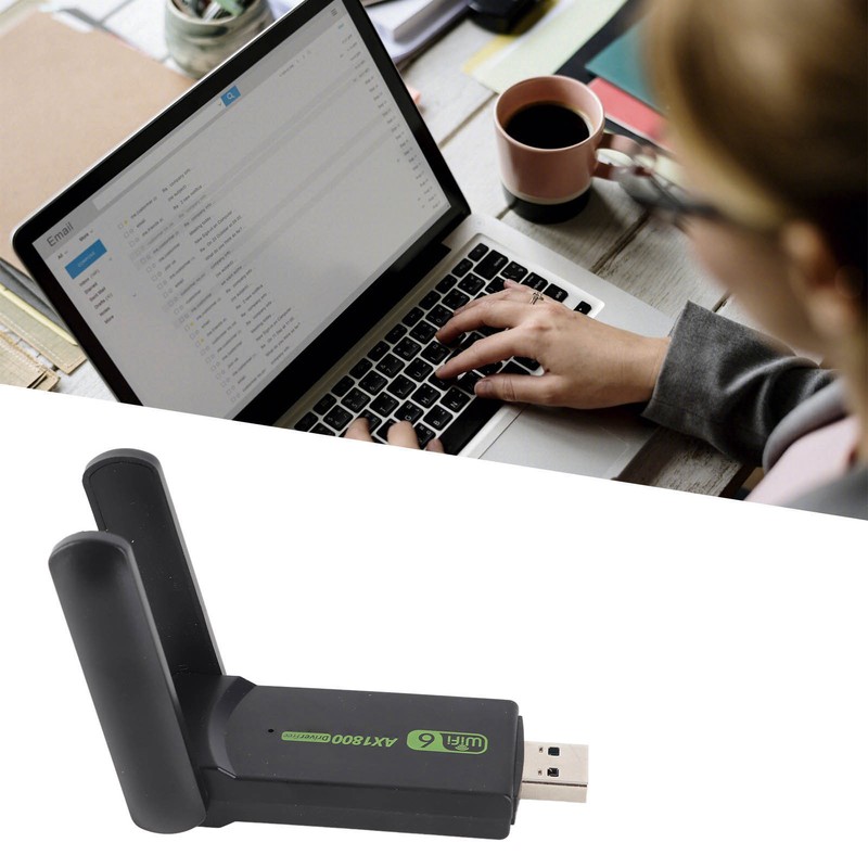 WiFi 6 Adapter USB3.0 2.4GHZ to 5.0GHZ AX1800Mbps MU MIMO