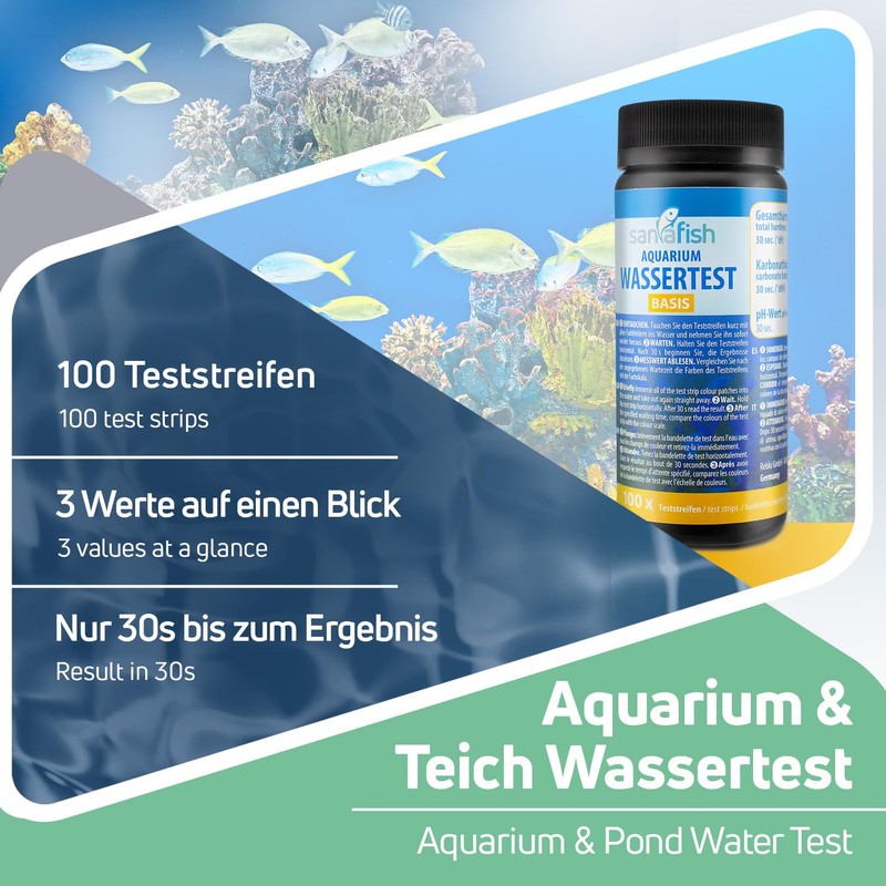 sanafish Aquarium Water Test Base - pH, GH, KH. 100